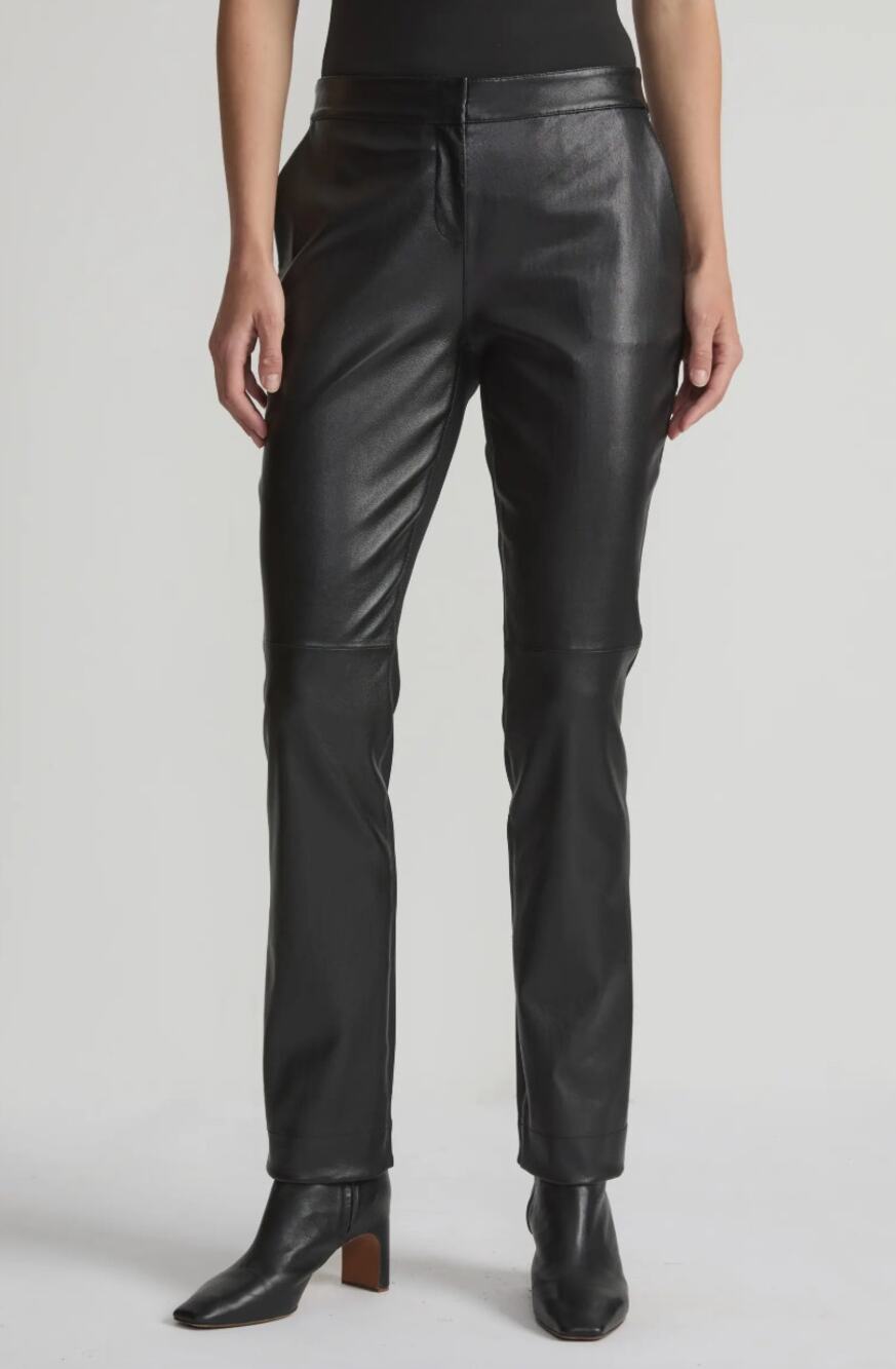 Lafayette 148 New York Manhattan Leather & Stretch Knit Cigarette Pants sz. 4